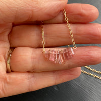 Raw Pink Tourmaline Crystal Necklace, October Birthstone Necklace
