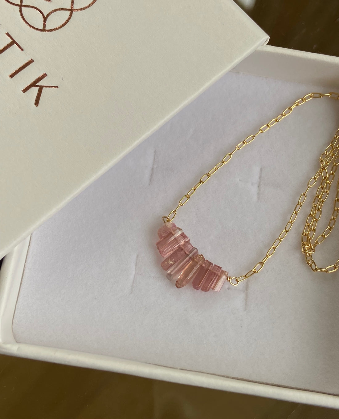 Raw Pink Tourmaline Crystal Necklace, October Birthstone Necklace