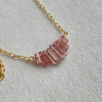 Raw Pink Tourmaline Crystal Necklace, October Birthstone Necklace