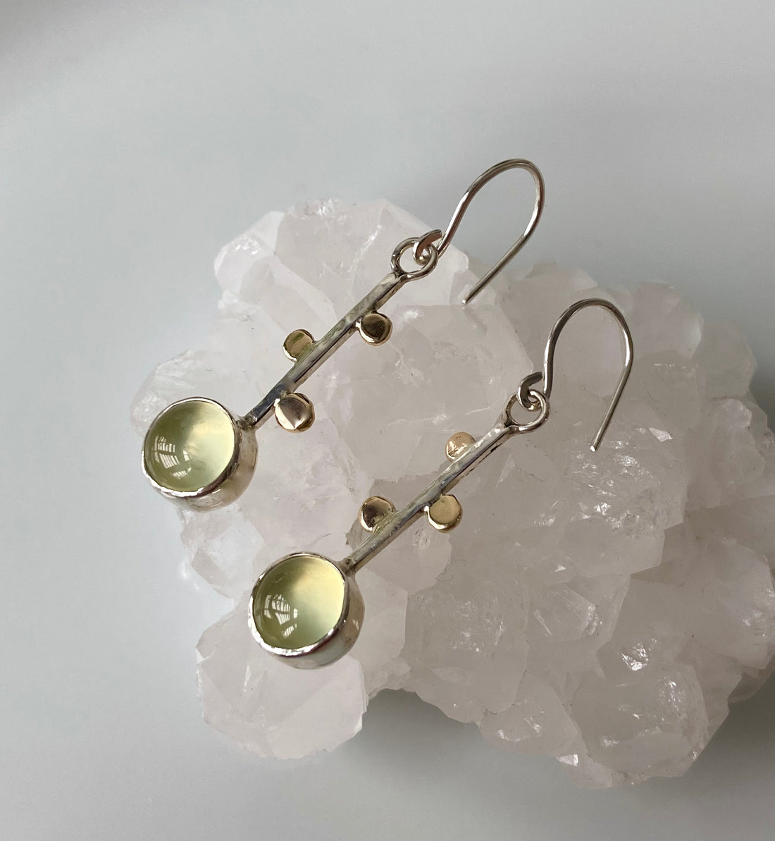 Long Prehnite Earrings