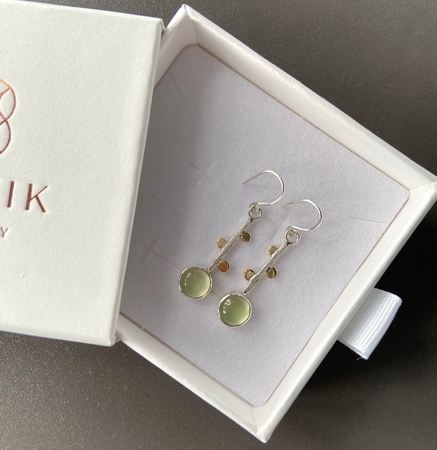 Long Prehnite Earrings