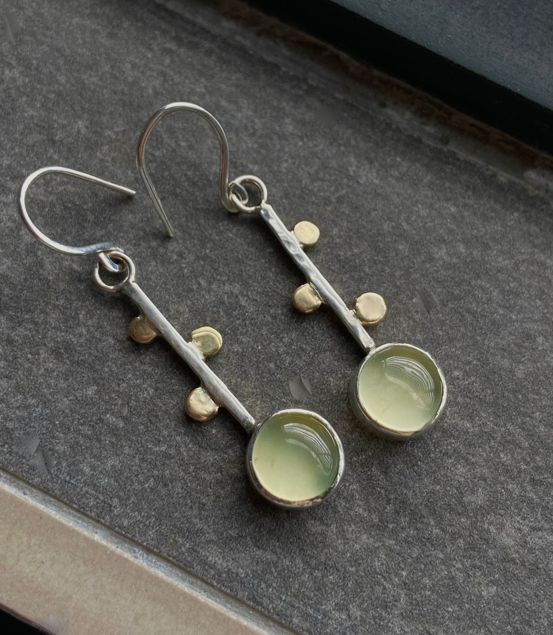 Long Prehnite Earrings