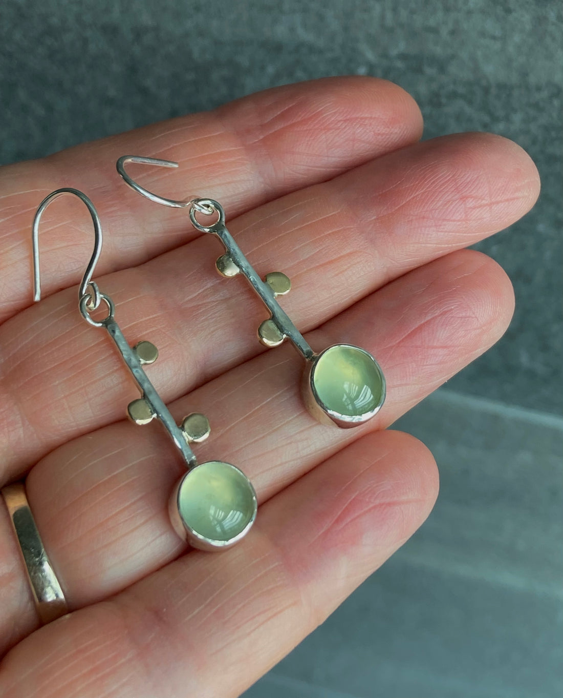 Long Prehnite Earrings