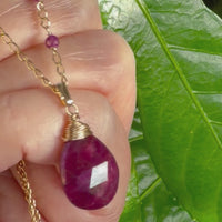 Ruby Pendant Necklace, July Birthstone