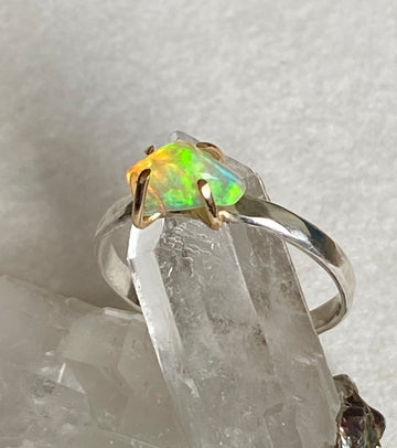 Raw Ethiopian Opal Ring, October Birthstone Ring