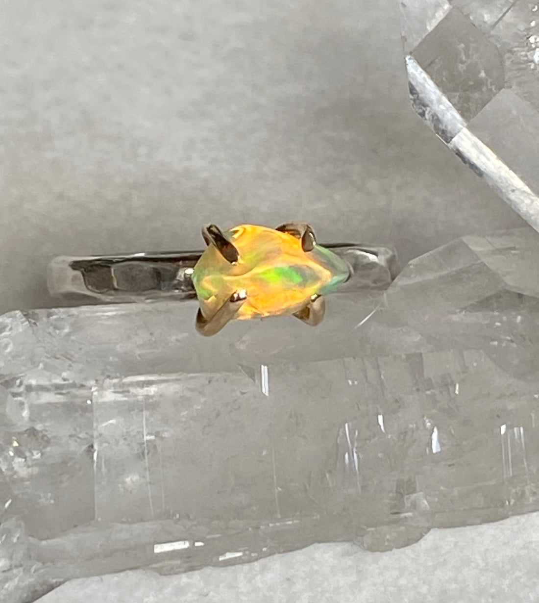 Raw Ethiopian Opal Ring, October Birthstone Ring