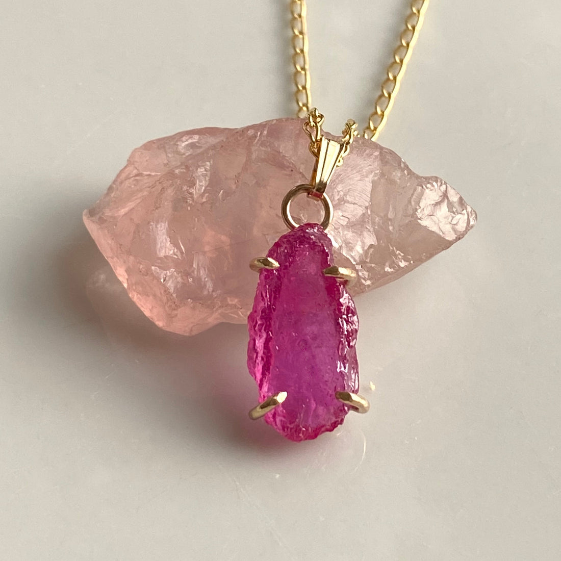 Raw Mozambique Ruby Pendant Necklace, July Birthstone