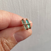 Raw Indicolite Blue/Green Tourmaline Stud Earrings, October Birthstone Earrings