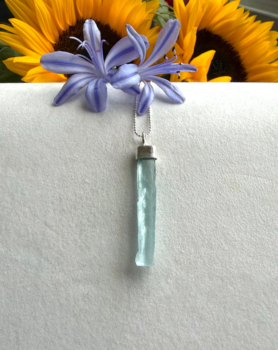 Raw Aquamarine Crystal Pendant Necklace, March Birthstone