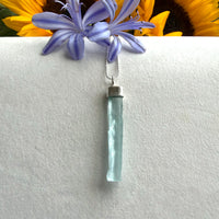 Raw Aquamarine Crystal Pendant Necklace, March Birthstone