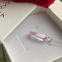 Raw Kunzite Crystal Pendant Necklace