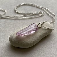 Raw Kunzite Crystal Pendant Necklace