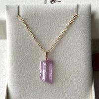 Raw Kunzite Crystal Pendant Necklace