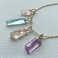 Raw Morganite Crystal Pendant Necklace