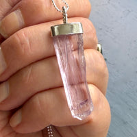 Raw Kunzite Crystal Pendant Necklace