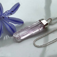 Raw Kunzite Crystal Pendant Necklace