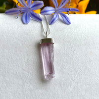 Raw Kunzite Crystal Pendant Necklace