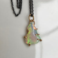 Raw Ethiopian Opal Pendant Necklace, October Birthstone Necklace
