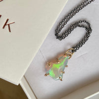 Raw Ethiopian Opal Pendant Necklace, October Birthstone Necklace