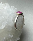 Raw Pink Sapphire and Mixed Metal Ring, Wedding Ring, Engagement Ring, September Birthstone Ring