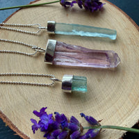 Raw Aquamarine Crystal Pendant Necklace, March Birthstone