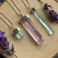 Raw Kunzite Crystal Pendant Necklace
