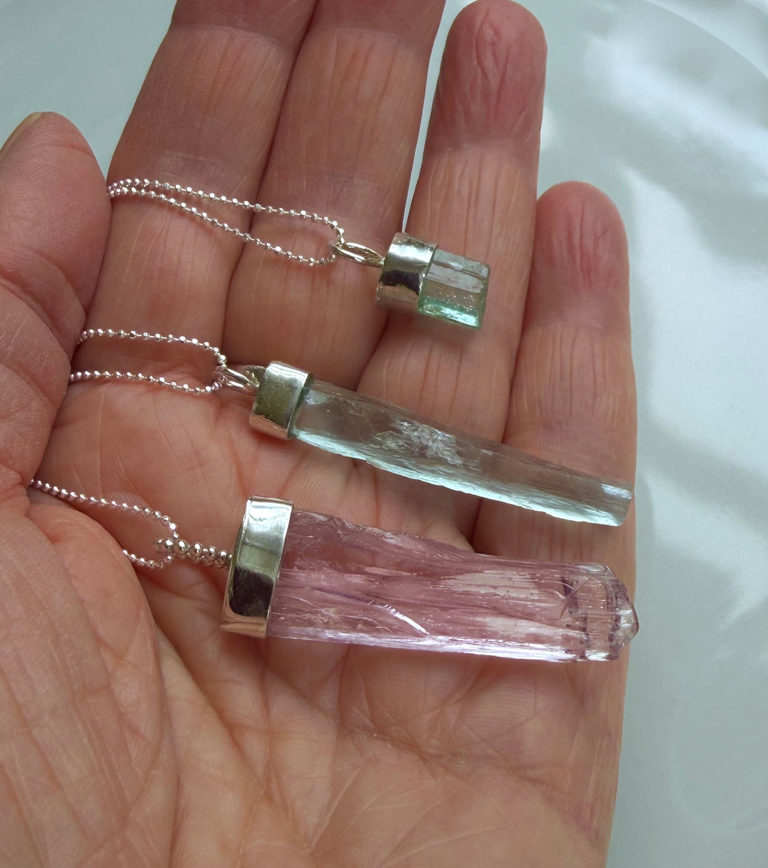 Raw Kunzite Crystal Pendant Necklace