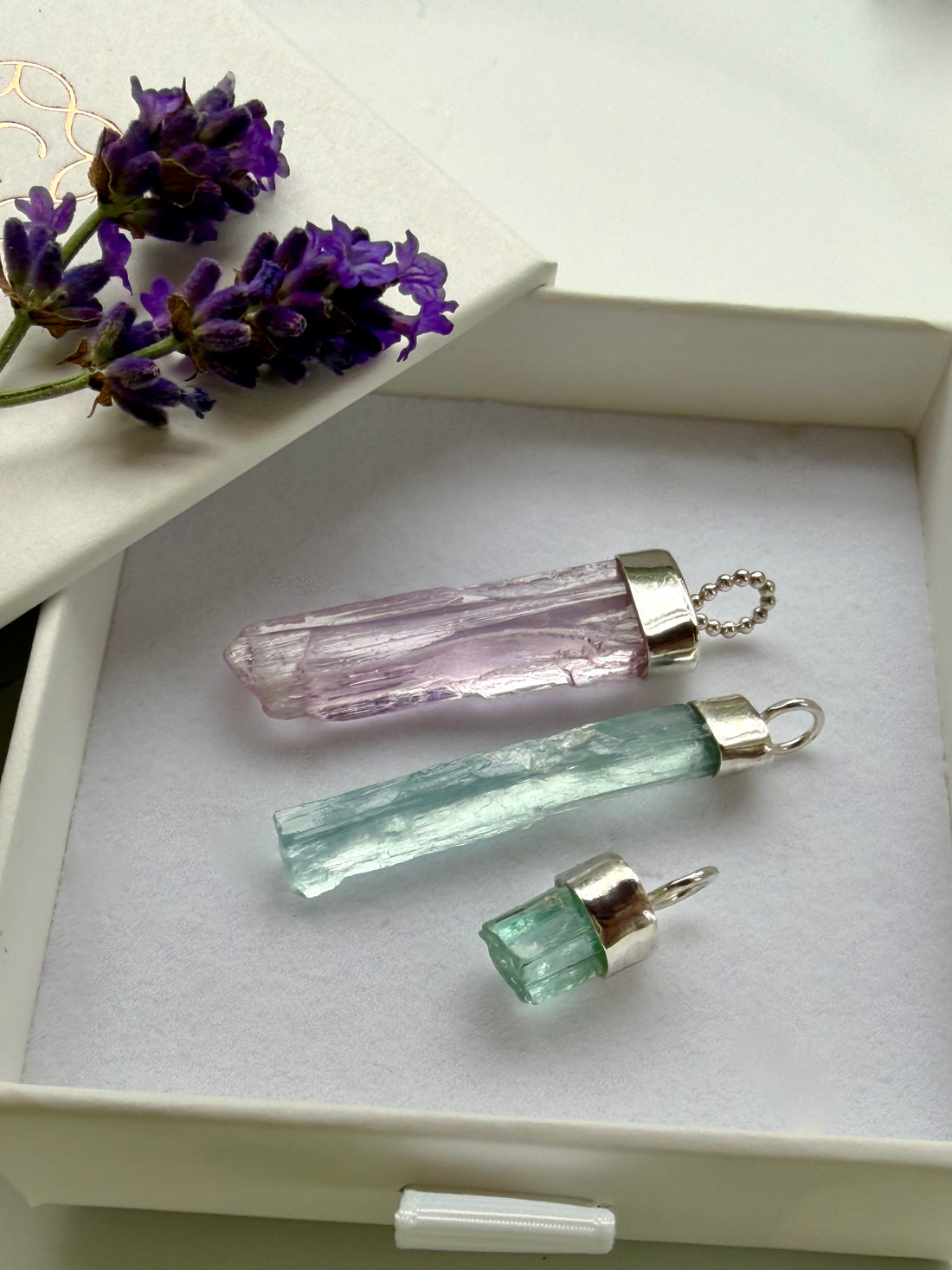 Raw Aquamarine Crystal Pendant Necklace, March Birthstone
