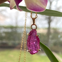 Raw Mozambique Ruby Pendant Necklace, July Birthstone