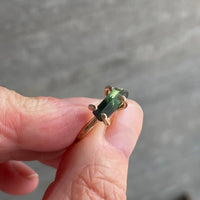 Raw Indicolite Teal Blue/Green Tourmaline Ring, October Birthstone Ring