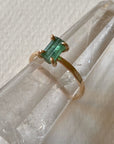 Raw Green Tourmaline Ring, October Birthstone Ring