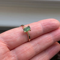 Raw Green Tourmaline Ring, October Birthstone Ring