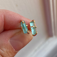 Raw Paraiba Tourmaline Stud Earrings, October Birthstone Earrings