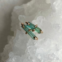 Raw Indicolite Blue/Green Tourmaline Stud Earrings, October Birthstone Earrings