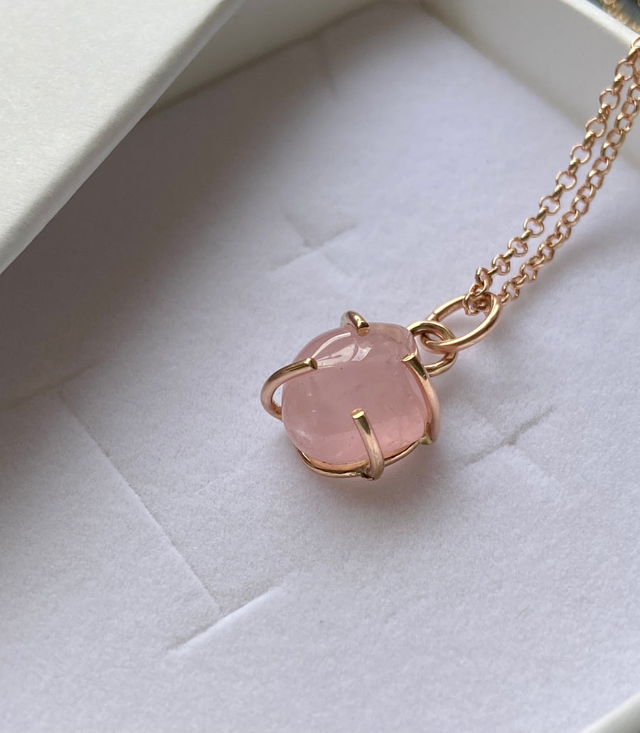 Rose Quartz Crystal Pendant Necklace