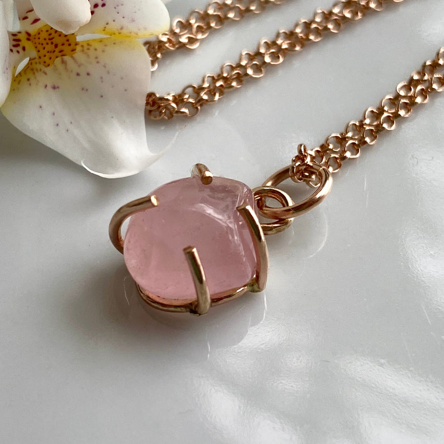 Rose Quartz Crystal Pendant Necklace