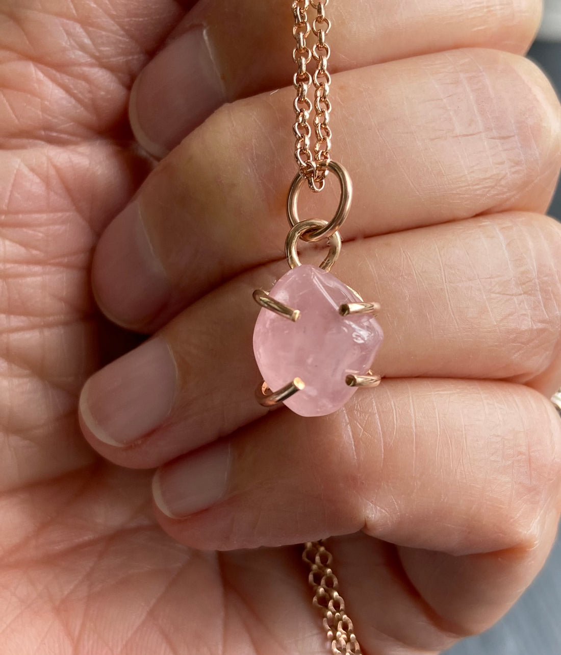 Rose Quartz Crystal Pendant Necklace
