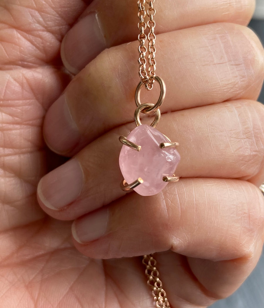 Rose Quartz Crystal Pendant Necklace