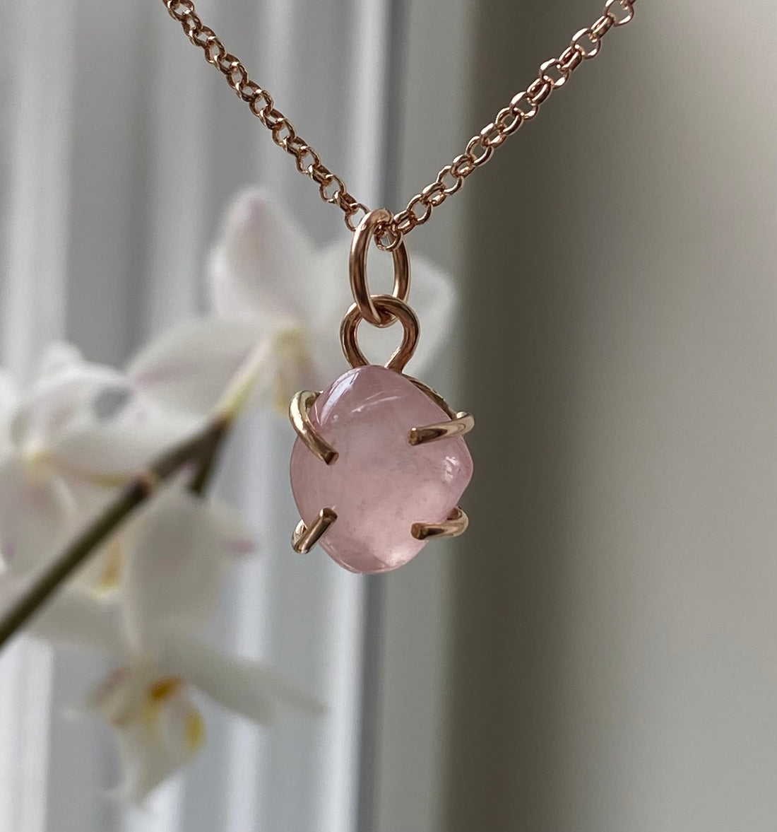 Rose Quartz Crystal Pendant Necklace