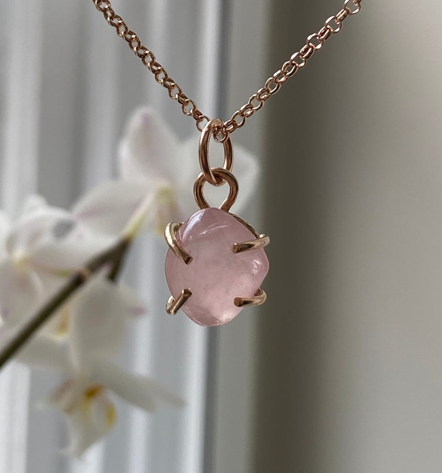 Rose Quartz Crystal Pendant Necklace