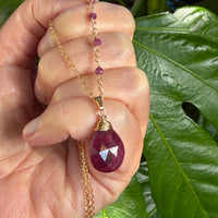 Ruby Pendant Necklace, July Birthstone