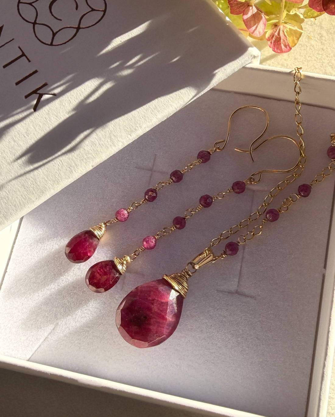 Ruby Pendant Necklace, July Birthstone