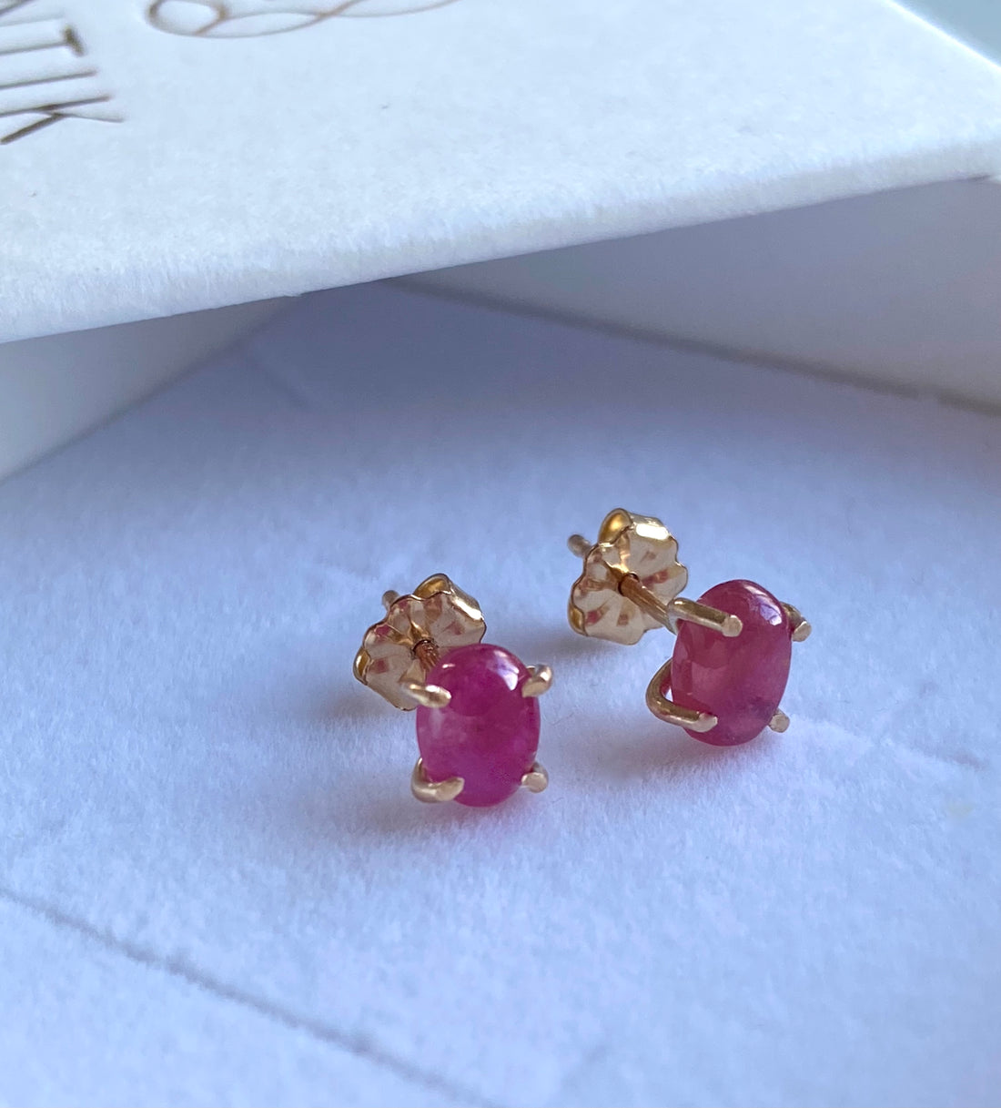 Mozambique Ruby Stud Earrings, July Birthstone