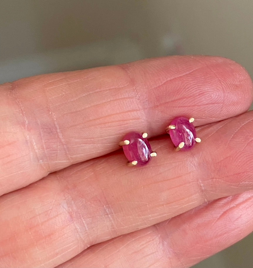 Mozambique Ruby Stud Earrings, July Birthstone