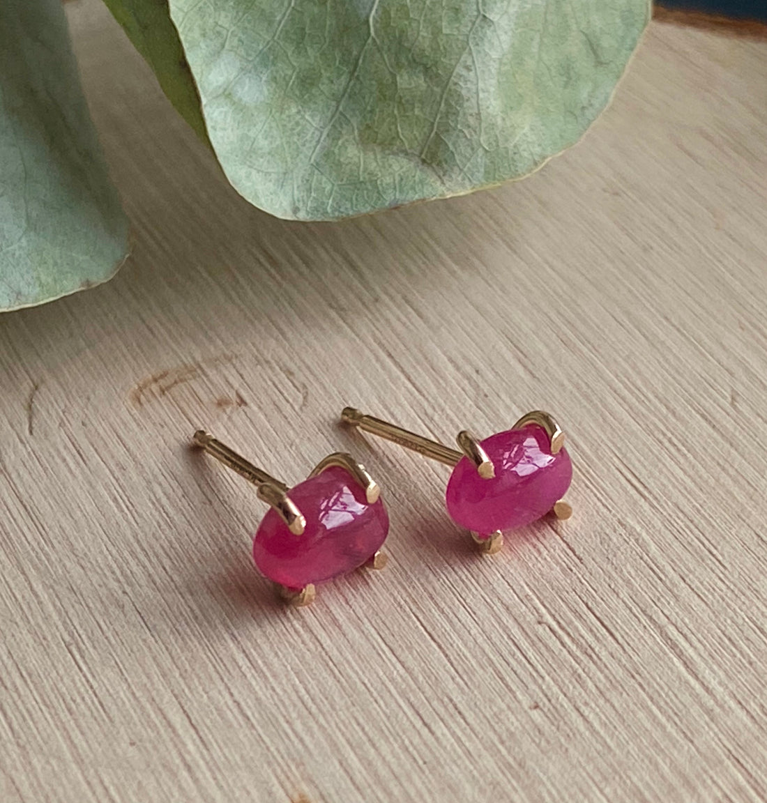 Mozambique Ruby Stud Earrings, July Birthstone