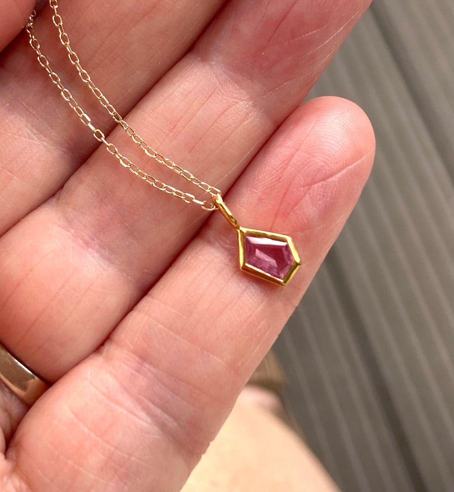 Pink Sapphire Pendant Necklace, September Birthstone Necklace