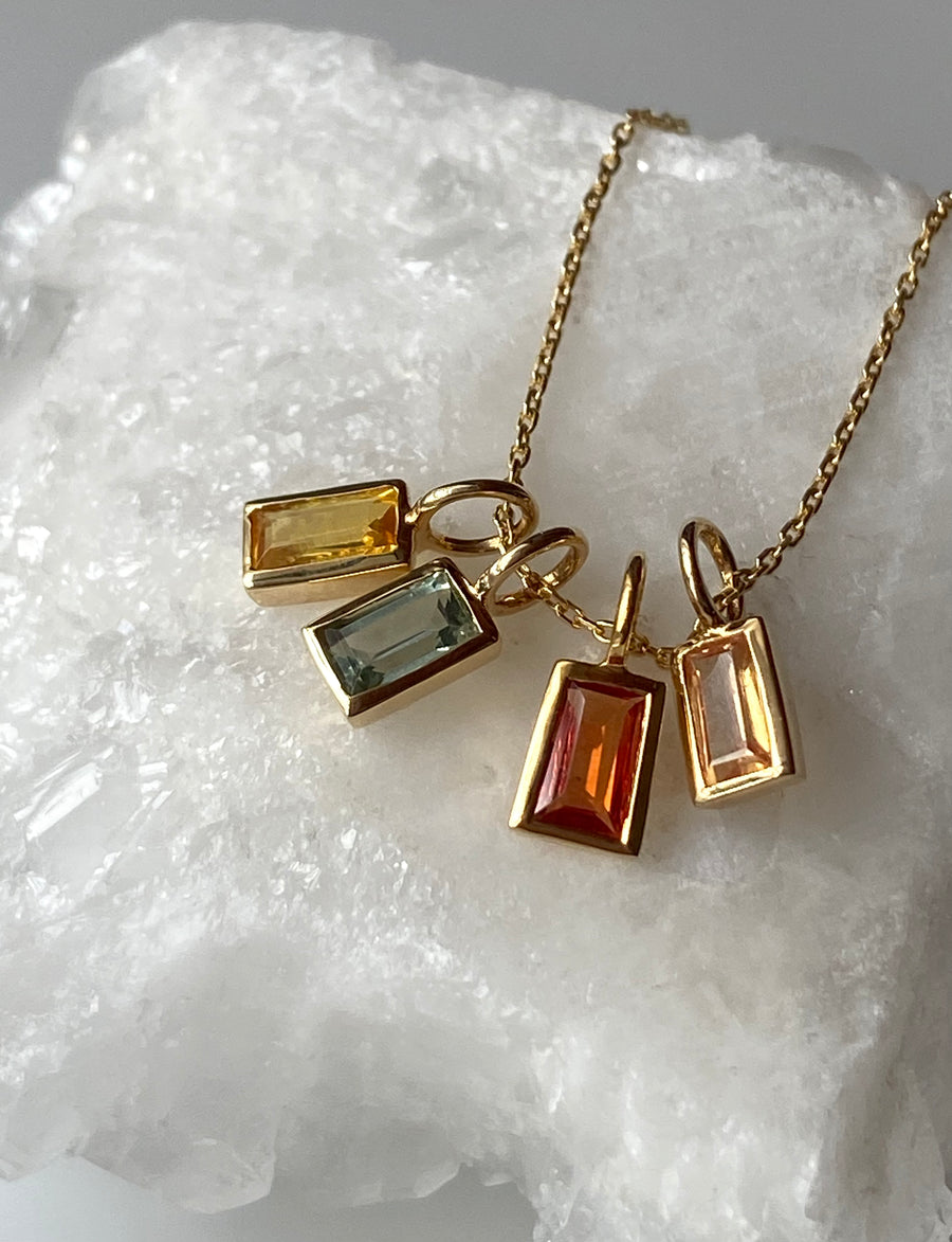 Sapphire and 14k Gold Charm Pendant Necklace, September Birthstone Jewelry