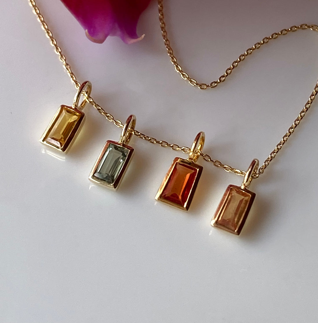 Sapphire and 14k Gold Charm Pendant Necklace, September Birthstone Jewelry