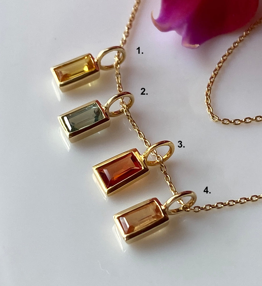 Sapphire and 14k Gold Charm Pendant Necklace, September Birthstone Jewelry