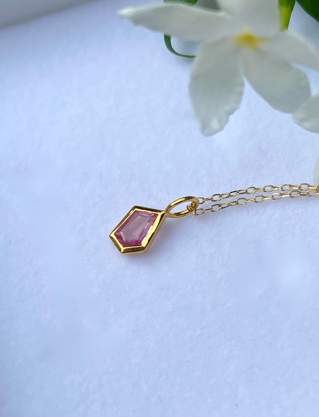 Pink Sapphire Pendant Necklace, September Birthstone Necklace